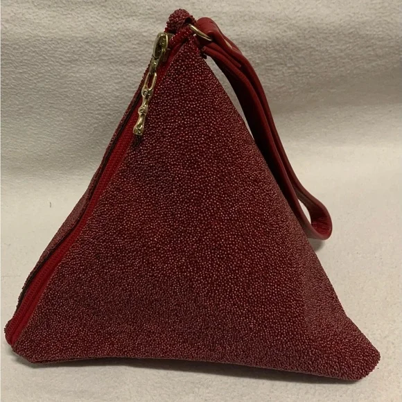 Kemestry Beaded Evening Bag Red Triangle Clutch Purse USA Elegant Holiday Party - Picture 5 of 11